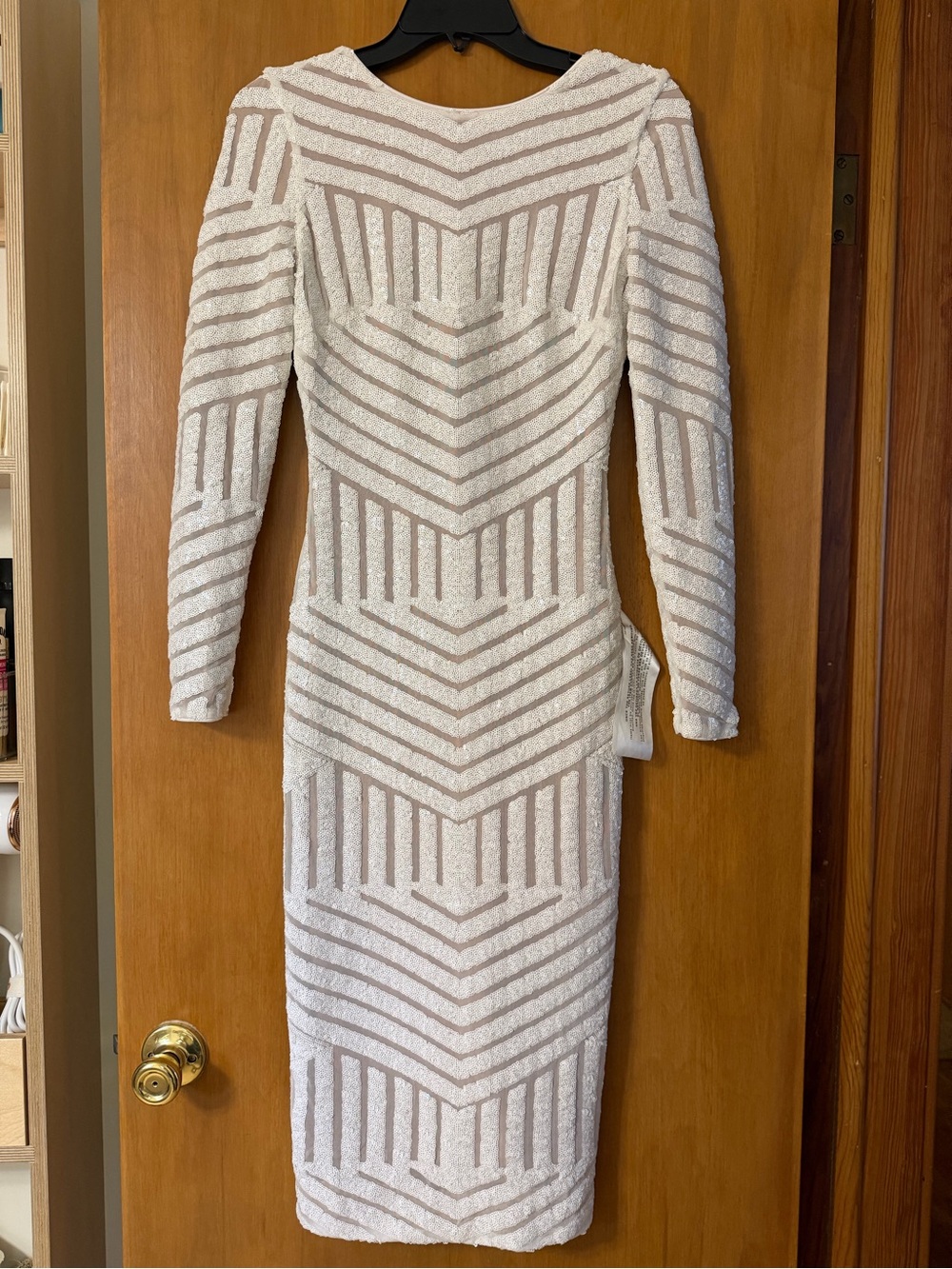 Dress the Population White Sequin Midi Dress